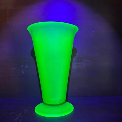 Uranium Glass Green Frosted Vase