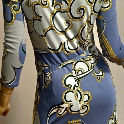 Vtg 60-70s Amazing Pucci dress blue/Gold print