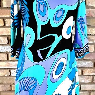 Vtg 70-80s Pucciesque psychedelic purple/Aqua
