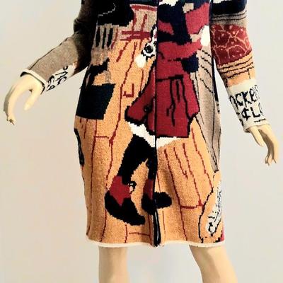 Vtg 80-90s Novelty knited Sweater Coat OOAK