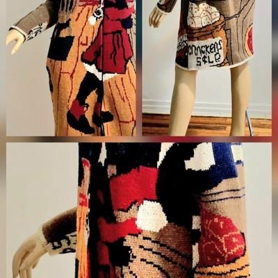 Vtg 80-90s Novelty knited Sweater Coat OOAK