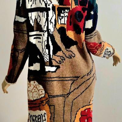 Vtg 80-90s Novelty knited Sweater Coat OOAK