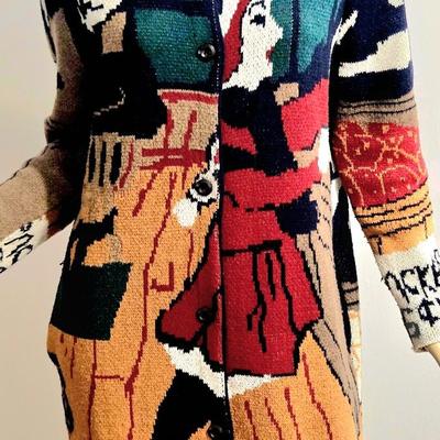 Vtg 80-90s Novelty knited Sweater Coat OOAK