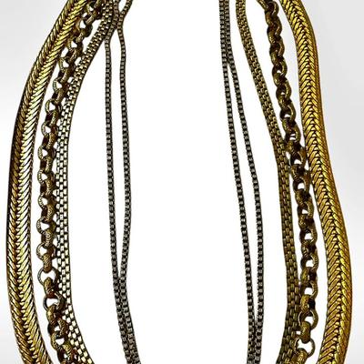 Vtg 50 Miriam Haskell signed Gold strand Necklace