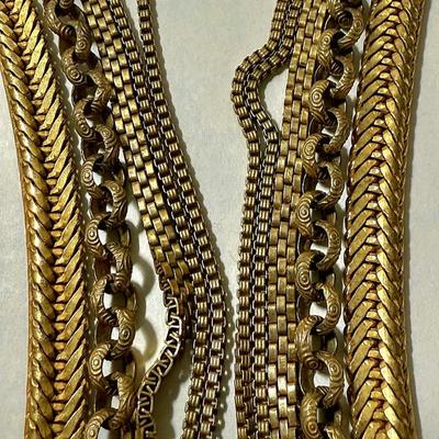 Vtg 50 Miriam Haskell signed Gold strand Necklace