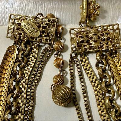 Vtg 50 Miriam Haskell signed Gold strand Necklace