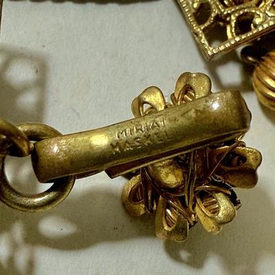 Vtg 50 Miriam Haskell signed Gold strand Necklace