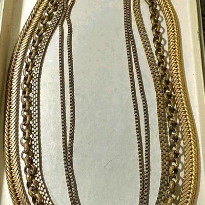 Vtg 50 Miriam Haskell signed Gold strand Necklace