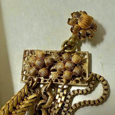 Vtg 50 Miriam Haskell signed Gold strand Necklace