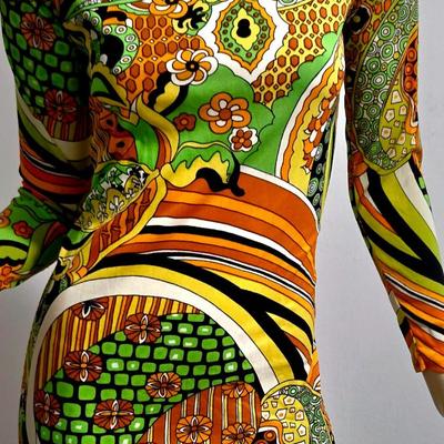 Vtg 60-70s Psychedelic micro mini dress or long Tunic Amazing