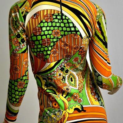 Vtg 60-70s Psychedelic micro mini dress or long Tunic Amazing