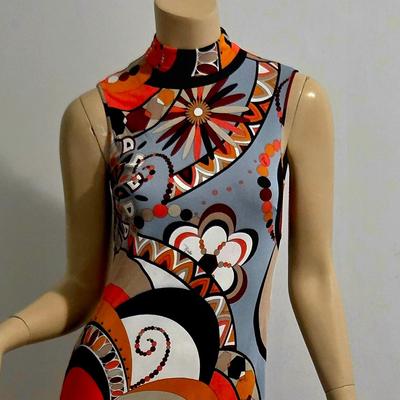 Vtg 70-80s Pucci multi colored dress signed sleeveless