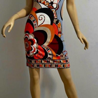 Vtg 70-80s Pucci multi colored dress signed sleeveless