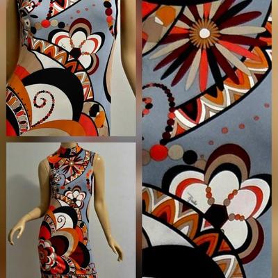 Vtg 70-80s Pucci multi colored dress signed sleeveless