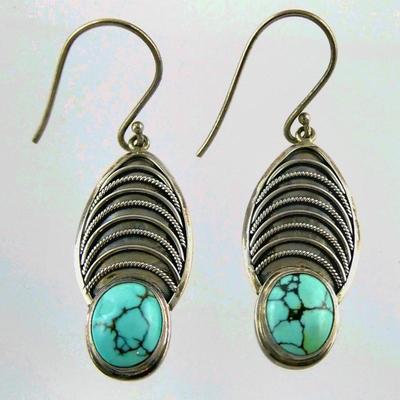 Vtg American Indian signed silver Earrings