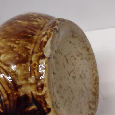 Antique Rockingham Glazed Pitcher with Tulip Design- Approx 10" Tall