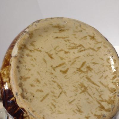 Antique Rockingham Glazed Pitcher with Tulip Design- Approx 10" Tall