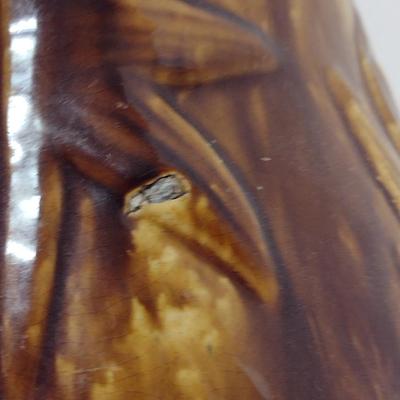 Antique Rockingham Glazed Pitcher with Tulip Design- Approx 10" Tall