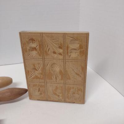 Embossed Wooden Rolling Pins and Cookie Forms