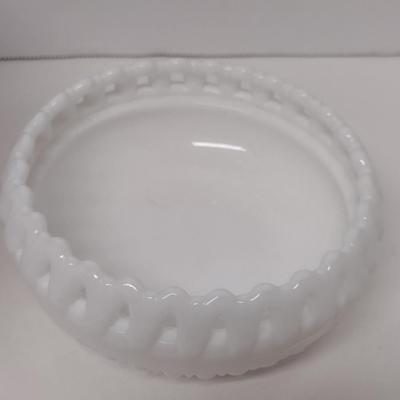 Milk Glass Cake Pedestal and Serving Dishes