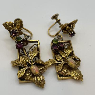 Mid century brooch and clip on earrings