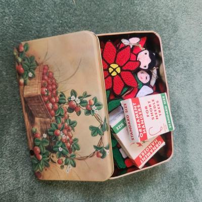 Box of Christmas ornaments