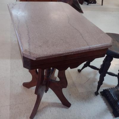 Antique Eastlake Accent Table with Marble Top Choice A