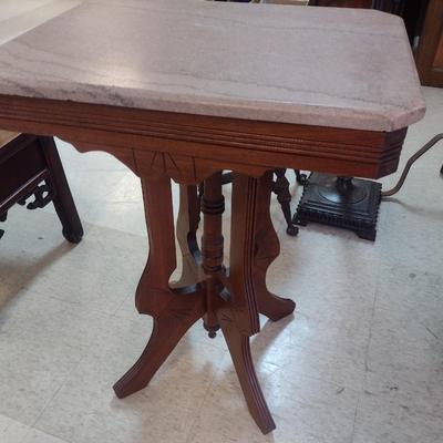 Antique Eastlake Accent Table with Marble Top Choice A