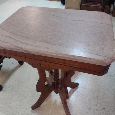 Antique Eastlake Accent Table with Marble Top Choice A