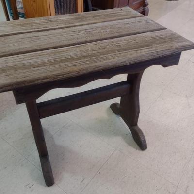 Solid Wood Slat Patio Side Table