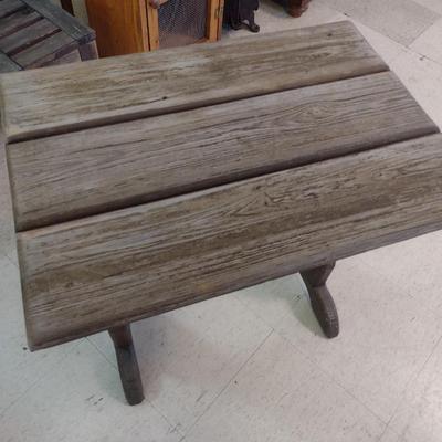 Solid Wood Slat Patio Side Table