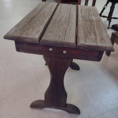 Solid Wood Slat Patio Side Table