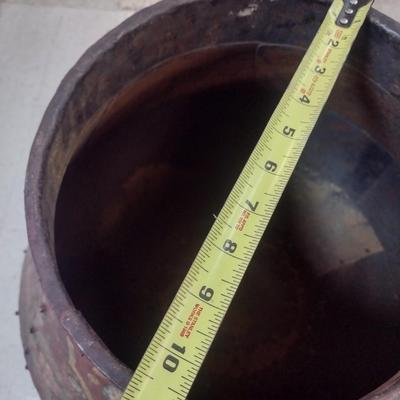 Vintage Hand Painted Large Metal Tall Floor Planter