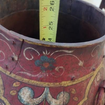 Vintage Hand Painted Large Metal Tall Floor Planter