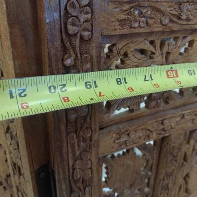 Wood Carved Four Panel Room Screen