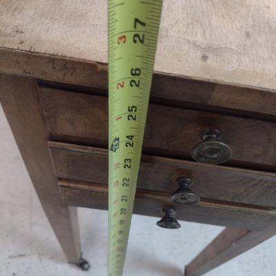 Vintage Three Drawer Pembroke Style Drop Leaf Accent Table