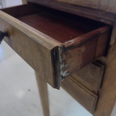 Vintage Three Drawer Pembroke Style Drop Leaf Accent Table