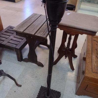 Vintage Metal Post Floor Lamp with Tassel Shade