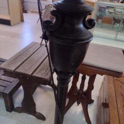 Vintage Metal Post Floor Lamp with Tassel Shade