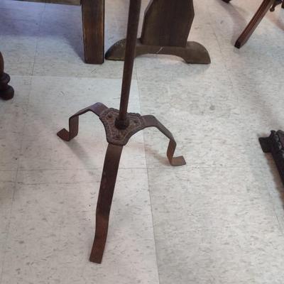 Vintage Metal Post Floor Lamp with Feather Shade