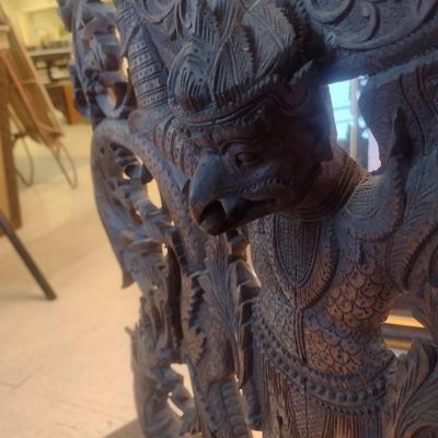 Vintage Burmese Design Wood Carved Gong