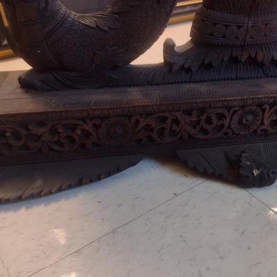 Vintage Burmese Design Wood Carved Gong