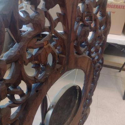 Vintage Burmese Design Wood Carved Gong