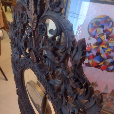 Vintage Burmese Design Wood Carved Gong