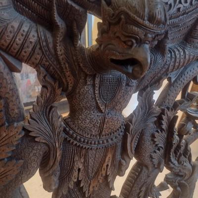 Vintage Burmese Design Wood Carved Gong