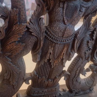 Vintage Burmese Design Wood Carved Gong