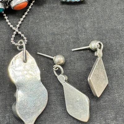 Sale Photo Thumbnail #153: Real stone cuff bracelets are not marked and do not test as Sterling. Pierced earrings many with latch back. Many marked 925 Silver. I have tried to show all markings.