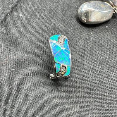 Sale Photo Thumbnail #164: Real stone cuff bracelets are not marked and do not test as Sterling. Pierced earrings many with latch back. Many marked 925 Silver. I have tried to show all markings.