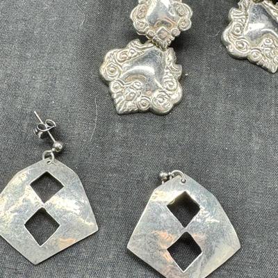 Sale Photo Thumbnail #156: Real stone cuff bracelets are not marked and do not test as Sterling. Pierced earrings many with latch back. Many marked 925 Silver. I have tried to show all markings.