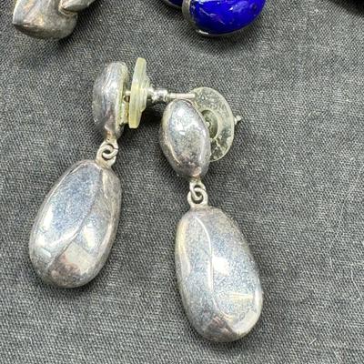 Sale Photo Thumbnail #154: Real stone cuff bracelets are not marked and do not test as Sterling. Pierced earrings many with latch back. Many marked 925 Silver. I have tried to show all markings.